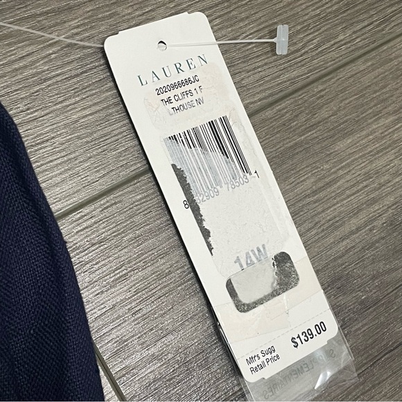 Lauren Ralph Lauren Womens Pants Trouser Linen Navy Blue Cuffed Sz 14W NWT $139 - Picture 5 of 8